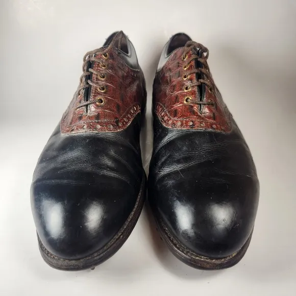 FOOTJOY Classics-Dry Mens 10 D Brown Alligator Leather Vintage Golf Shoes 505989
