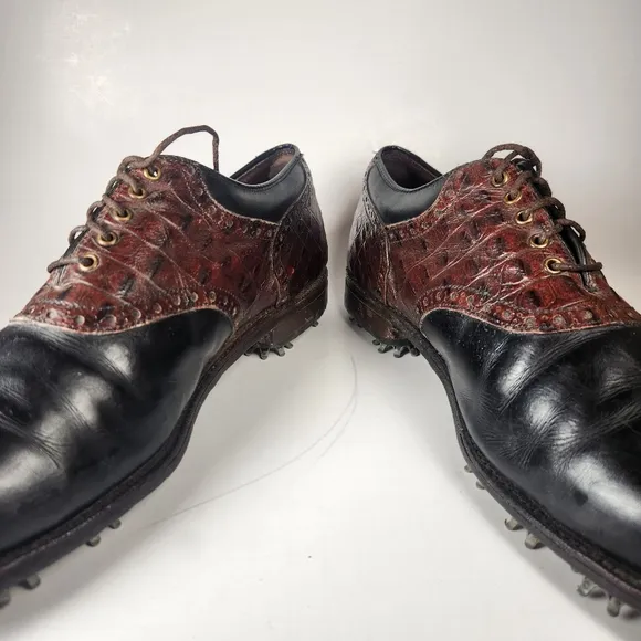 FOOTJOY Classics-Dry Mens 10 D Brown Alligator Leather Vintage Golf Shoes 505989