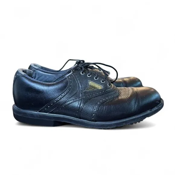 Footjoy Dry I.C.E. Men's Black Leather Lace Up Golf Spikes Shoes Size 9