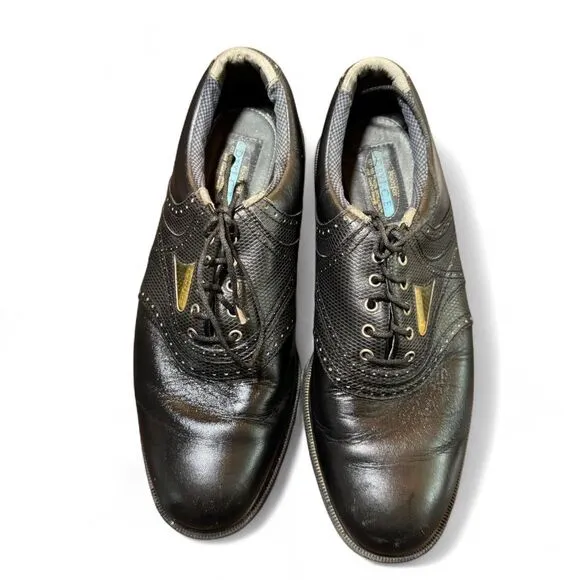 Footjoy Dry I.C.E. Men's Black Leather Lace Up Golf Spikes Shoes Size 9