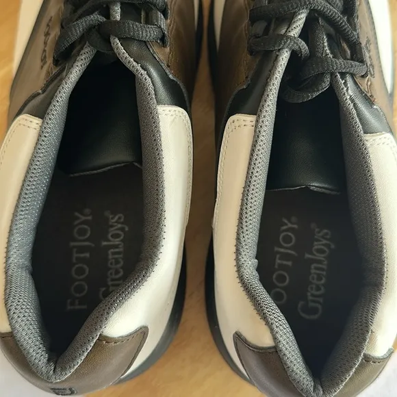 FootJoy GreenJoys Men's Golf Spikes Shoes White/Brown 11.5wide new