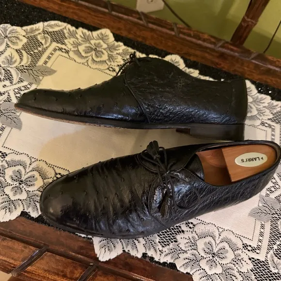 Foster Rainey Men's Black Ostrich Shoes