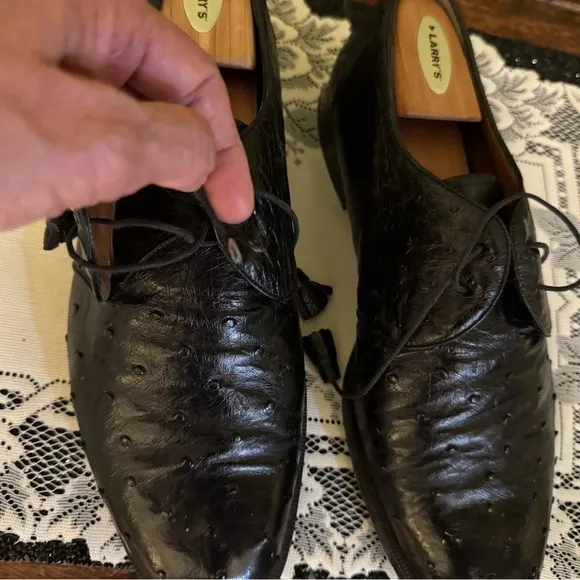 Foster Rainey Men's Black Ostrich Shoes