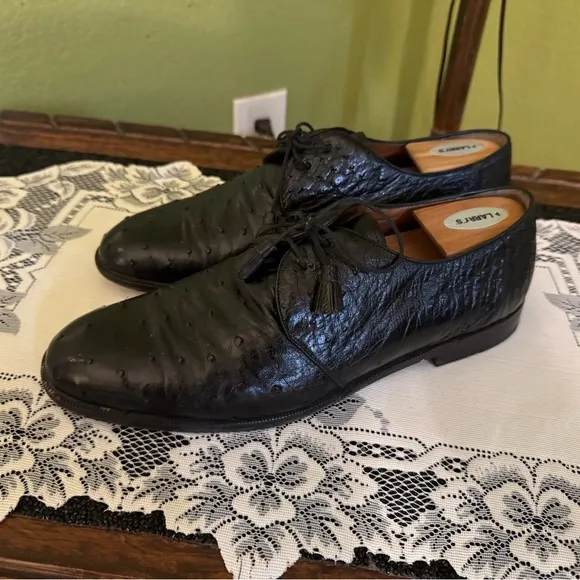 Foster Rainey Men's Black Ostrich Shoes