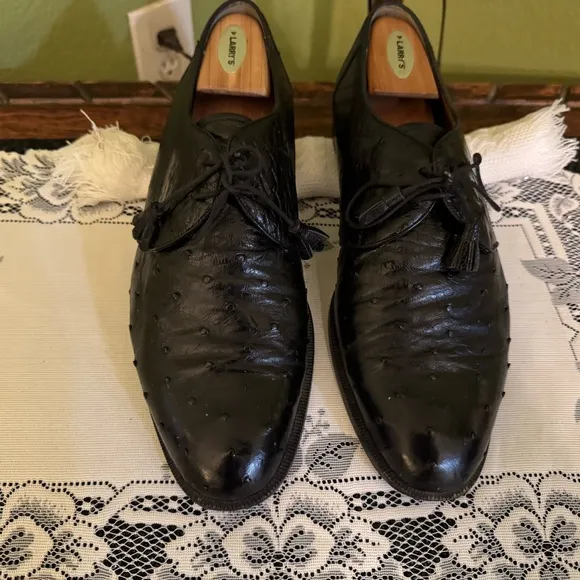 Foster Rainey Men's Black Ostrich Shoes