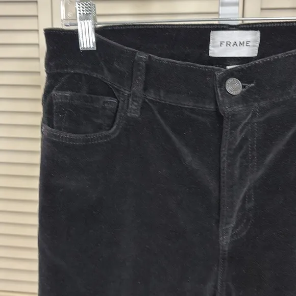 FRAME Black Le Palazzo Cropped Velveteen Jeans Wide Leg Size 29