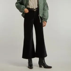 FRAME Black Le Palazzo Cropped Velveteen Jeans Wide Leg Size 29