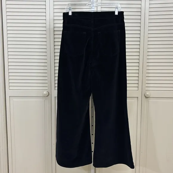 FRAME Black Le Palazzo Cropped Velveteen Jeans Wide Leg Size 29