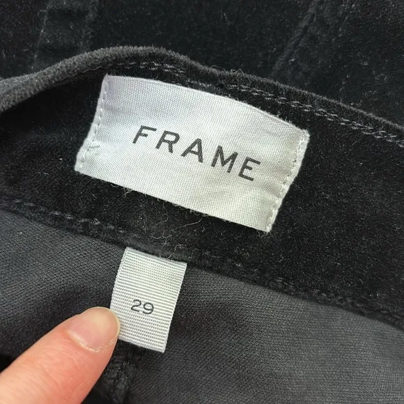 FRAME Black Le Palazzo Cropped Velveteen Jeans Wide Leg Size 29