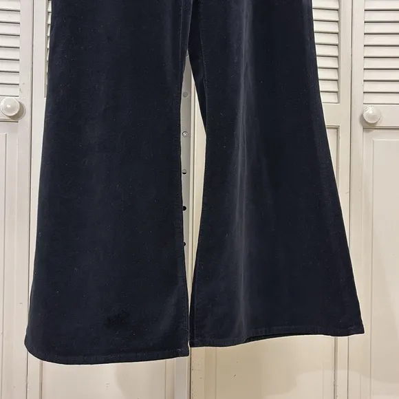 FRAME Black Le Palazzo Cropped Velveteen Jeans Wide Leg Size 29