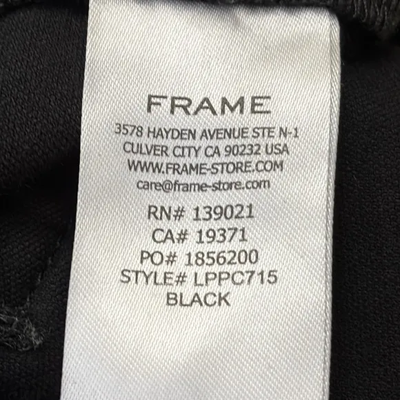 FRAME Black Le Palazzo Cropped Velveteen Jeans Wide Leg Size 29