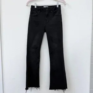 FRAME Le Crop Mini Boot Jeans Faded Black Raw Hem Size 24 Distressed Modern