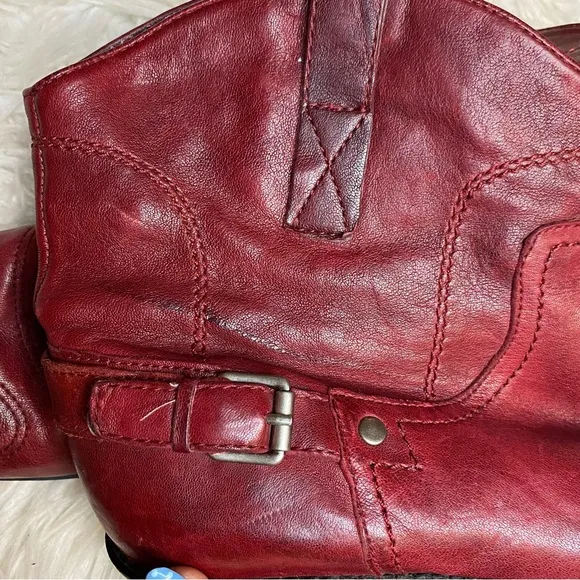 Franco Sarto &quot;waco&quot; western cherry red leather cowgirl boots/booties