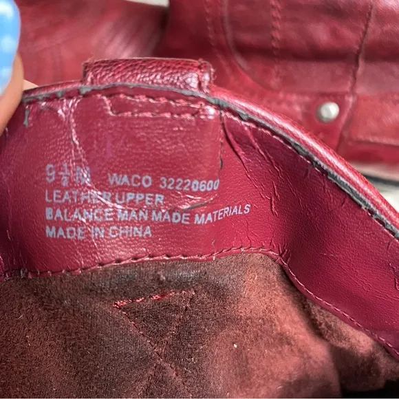 Franco Sarto &quot;waco&quot; western cherry red leather cowgirl boots/booties