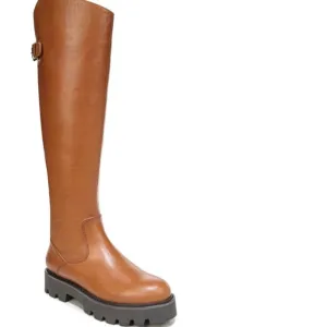 Franco Sarto Balin leather cognac tall lug sole boots