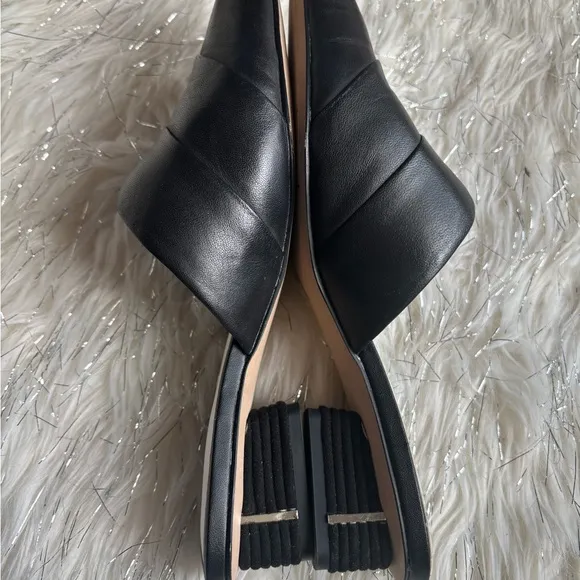 Franco Sarto Black Women's Shoes Leather Almond Toe Mules Size 7.  Used once