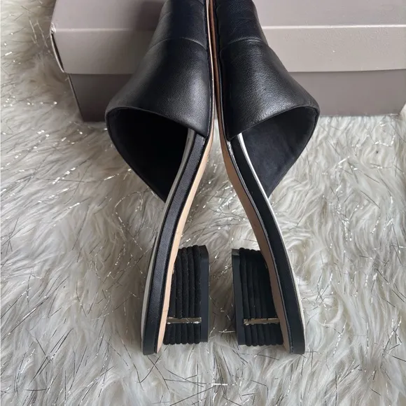 Franco Sarto Black Women's Shoes Leather Almond Toe Mules Size 7.  Used once