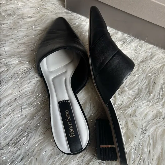 Franco Sarto Black Women's Shoes Leather Almond Toe Mules Size 7.  Used once