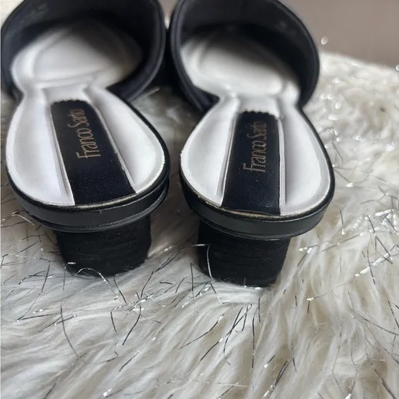 Franco Sarto Black Women's Shoes Leather Almond Toe Mules Size 7.  Used once