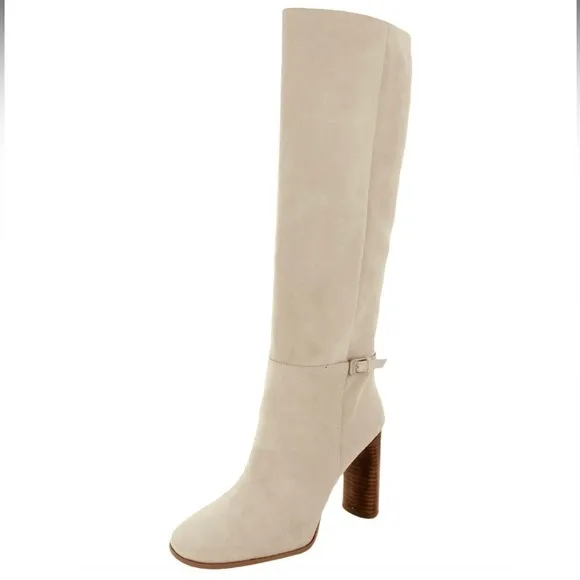 Franco Sarto Cassie Suede Womens Round Toe Tall Knee-High Boots, Cream, Size 8