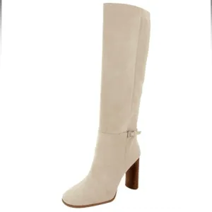 Franco Sarto Cassie Suede Womens Round Toe Tall Knee-High Boots, Cream, Size 8