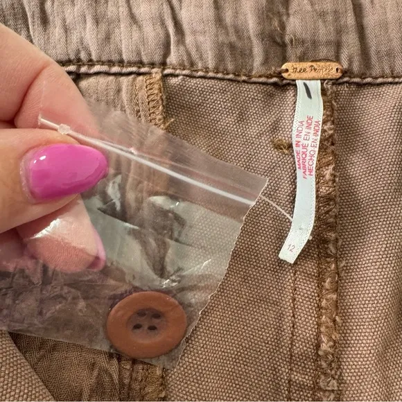 Free People All Yours Micro Shorts NWOT size 12 Brown Canvas Denim Button Fly