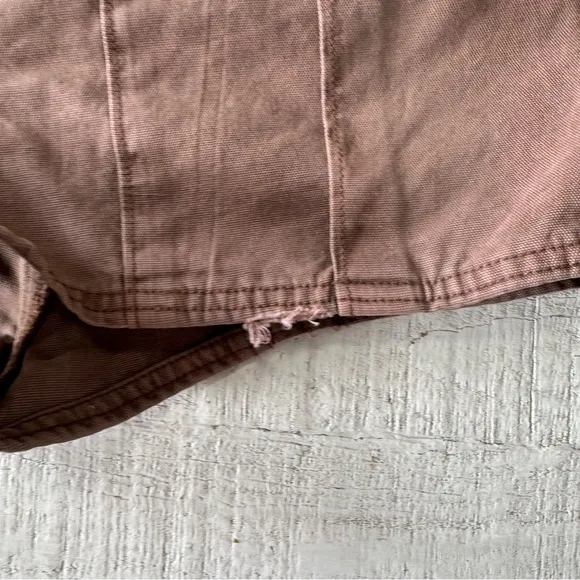 Free People All Yours Micro Shorts NWOT size 12 Brown Canvas Denim Button Fly