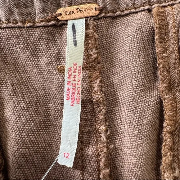 Free People All Yours Micro Shorts NWOT size 12 Brown Canvas Denim Button Fly