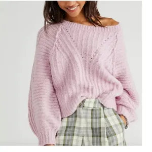Free People Moonlit Orchid Blush Carter Oversized Pullover XS