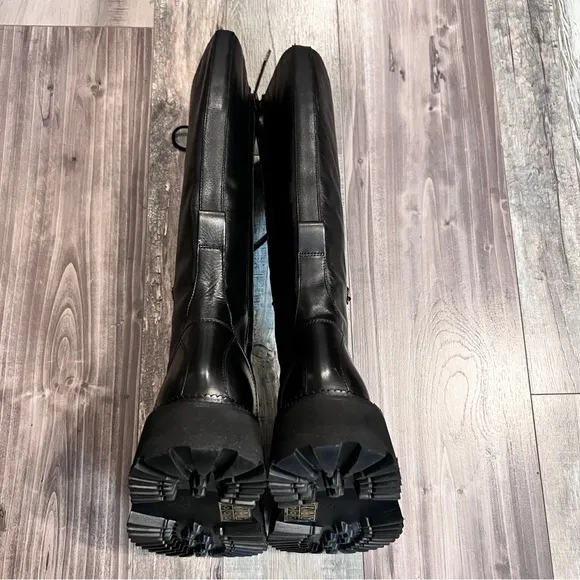Free People NWT Miller Cut Out Lace Up Combat Boot Sz 8 Black Knee High Lug Sole