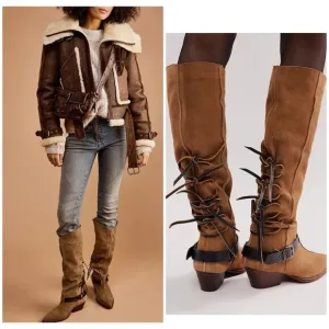Free People tall leather western Boots 6 NEW