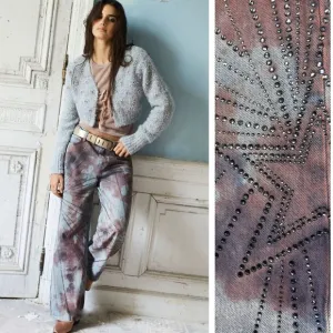 FREE PEOPLE We The Free NEW Aurora Mid Rise Jeans Crystal Embellished Sz 24 RARE