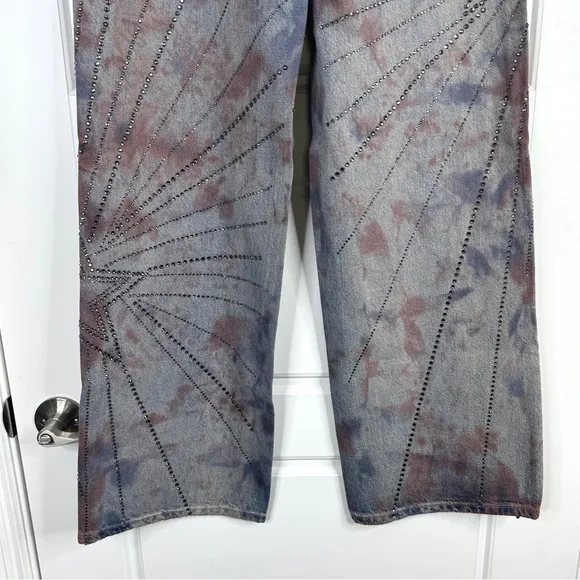 FREE PEOPLE We The Free NEW Aurora Mid Rise Jeans Crystal Embellished Sz 24 RARE