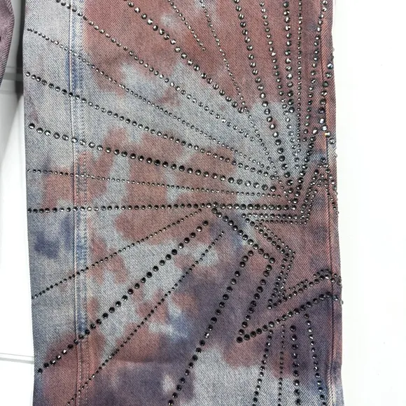 FREE PEOPLE We The Free NEW Aurora Mid Rise Jeans Crystal Embellished Sz 24 RARE