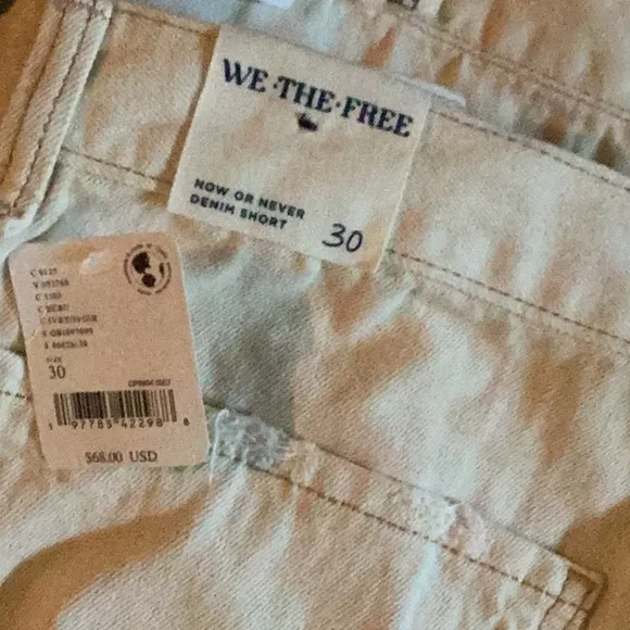FREE PEOPLE We The Free Now Or Never Denim Shorts Ecru