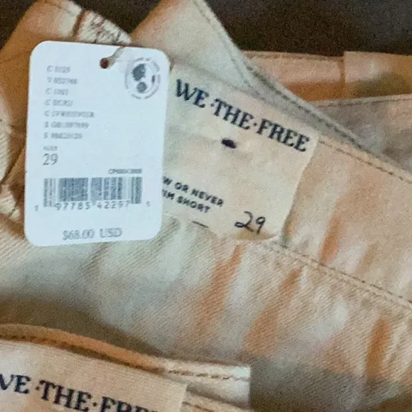 FREE PEOPLE We The Free Now Or Never Denim Shorts Ecru