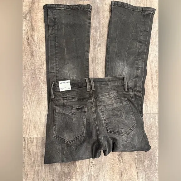Free People We The Free Vector Moto Mid Rise Flare Jeans Size 25