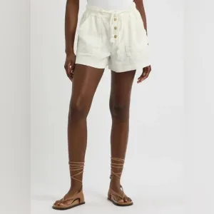 Free People Westmoreland White Linen Blend Shorts
