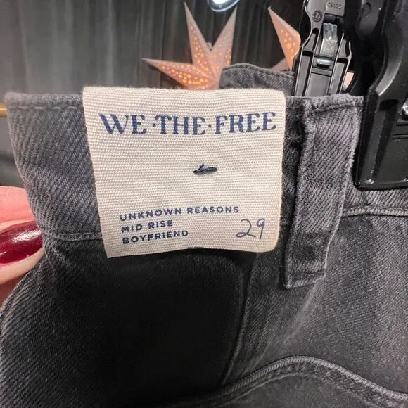Free People We the Free Unknown Reasons Mid Rise Moto Straight Jeans Nightfall