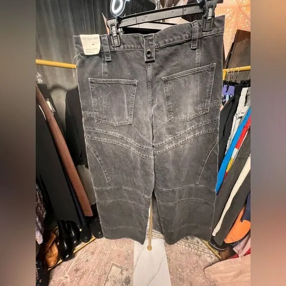 Free People We the Free Unknown Reasons Mid Rise Moto Straight Jeans Nightfall