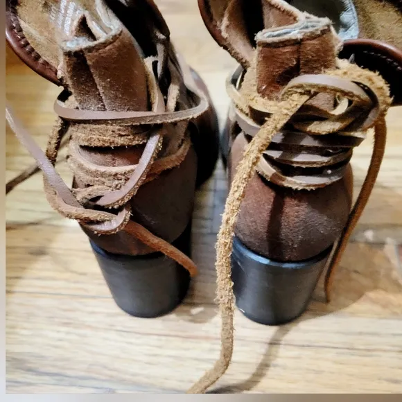 FREEBIRD by Steven - Casey Ankle Boots Distressed Cognac Leather Boho Western