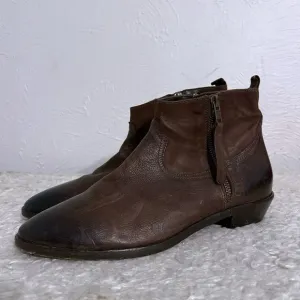 Freebird Distressed Booties Brown Leather Short Ankle Double Zip Boots 40 US 9