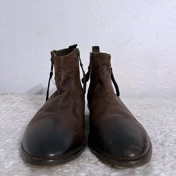 Freebird Distressed Booties Brown Leather Short Ankle Double Zip Boots 40 US 9