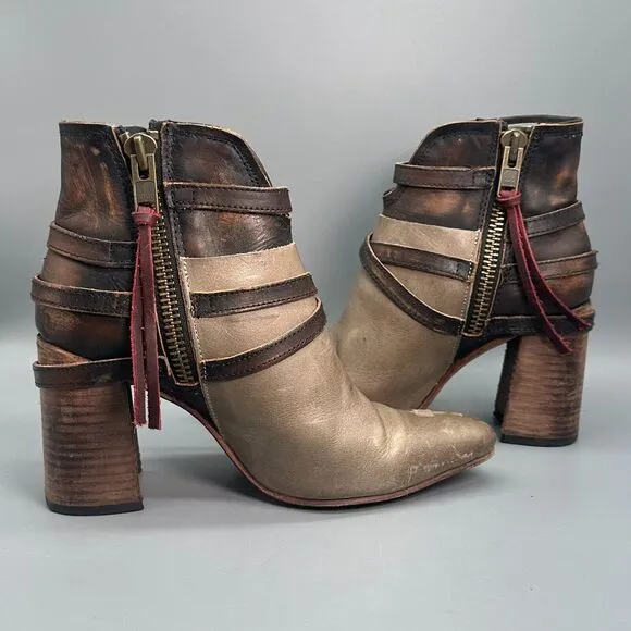 Freebird Jerome Womens 10 Brown Leather Pointed Toe Western Cowgirl Ankle Bootie