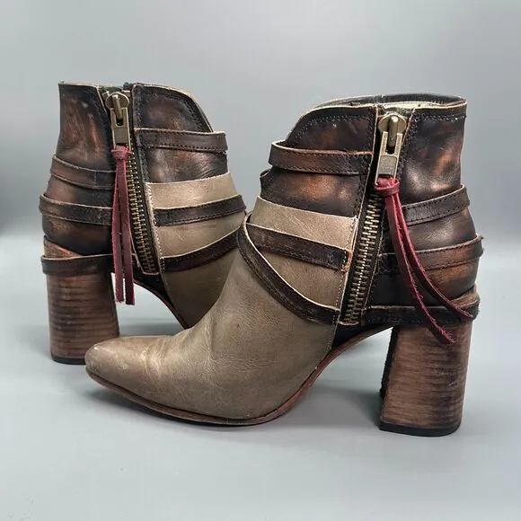 Freebird Jerome Womens 10 Brown Leather Pointed Toe Western Cowgirl Ankle Bootie