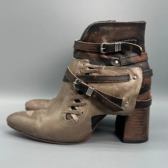 Freebird Jerome Womens 10 Brown Leather Pointed Toe Western Cowgirl Ankle Bootie