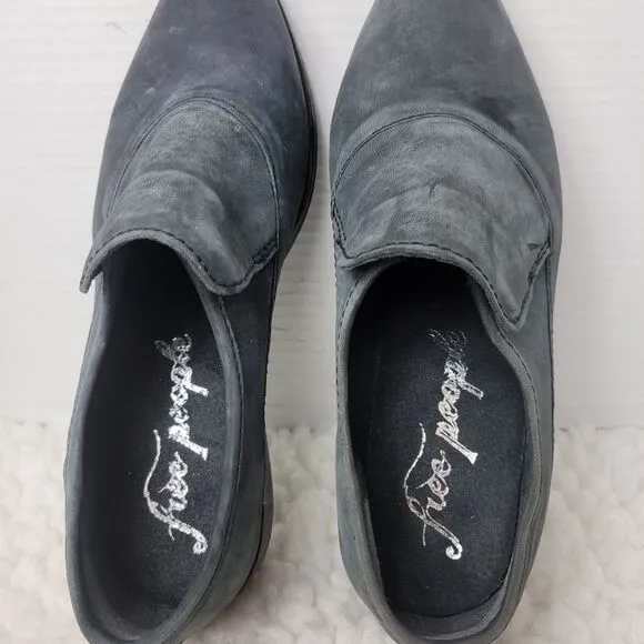 Free People Brady Womens  Slip On Shoes Size 9.5 Gray Leather Loafer Shoes