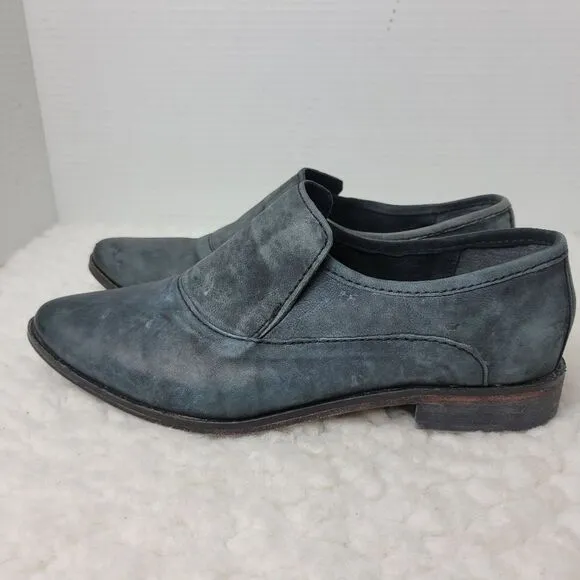 Free People Brady Womens  Slip On Shoes Size 9.5 Gray Leather Loafer Shoes