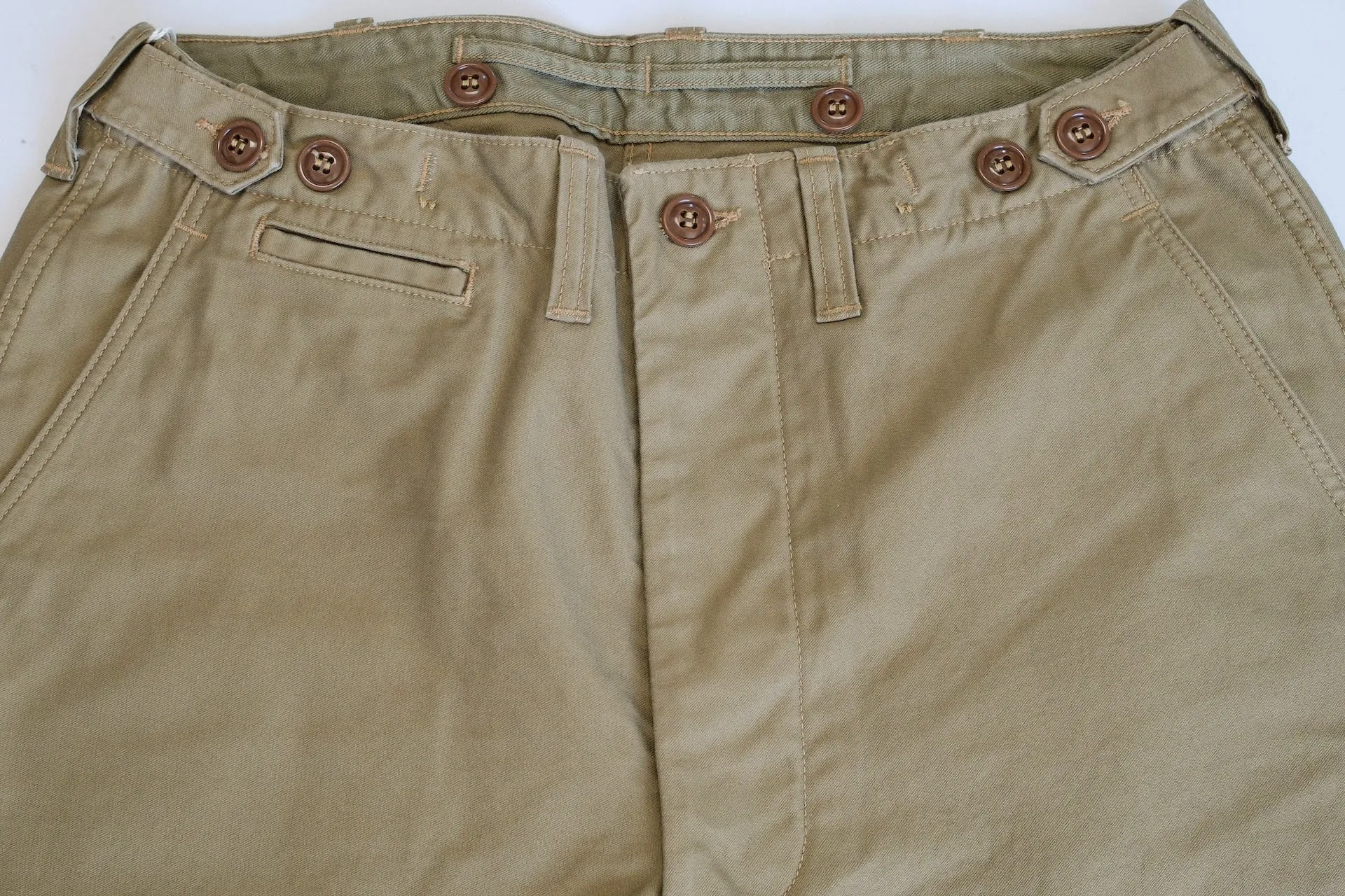 Freewheelers "M-1943" Military Back Satin Trousers (Dark Tan)