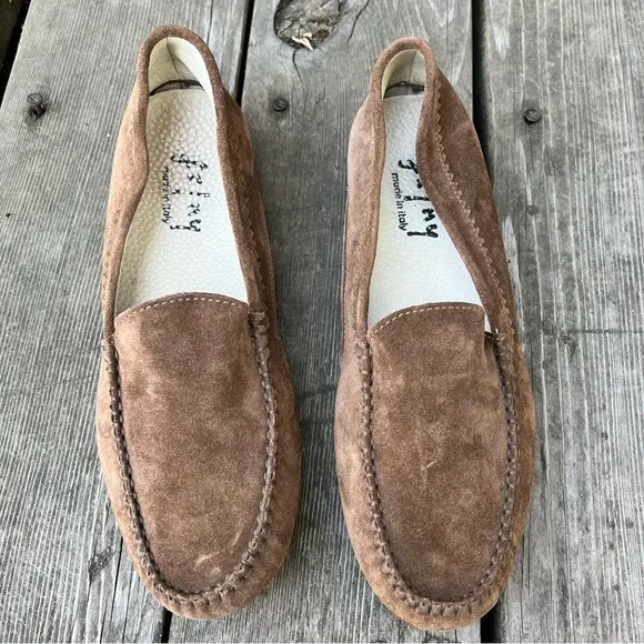 French Sole fs/ny Women’s Stella Suede Brown Moccasin Shoes Sz 39